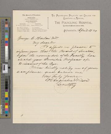 Nilson, Augustine W.. Letter to George C. Harlan