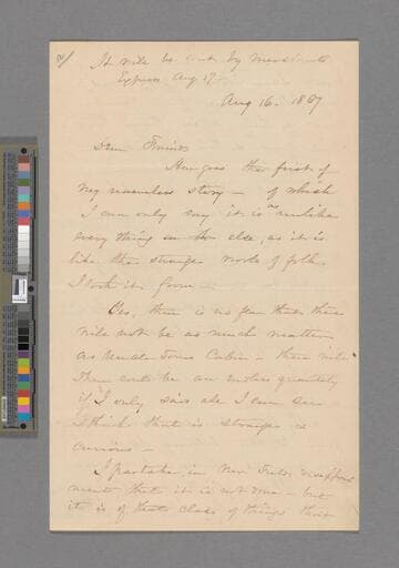 Stowe, Harriet Beecher. Letter to James Thomas Fields and Annie Adams Fields