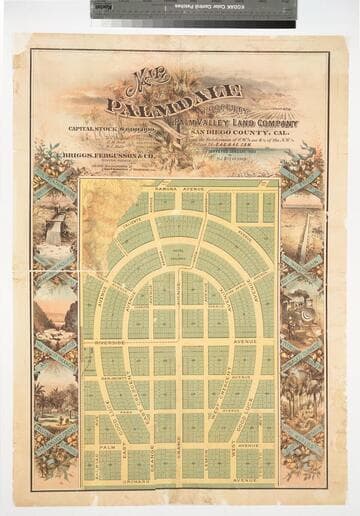 Map of Palmdale : property of the Palm Valley Land Company, San Diego County, Cal. / Surveyed January 1888 by H. J. Stevenson