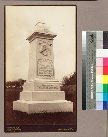 Monument honoring the 1st Ohio Cavalry (Companies A and C), Headquarters Guard, 2d and 3d Division