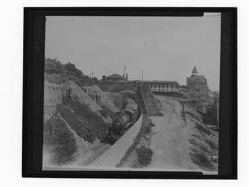 Southern Pacific train emerging from tunnel, Santa Monica