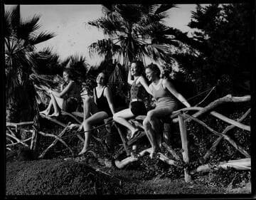 Models posing as archers at Palisades Park, Santa Monica