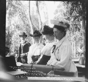 Martha Newell, Mary Franklin and Mr. and Mrs. M.F. Quinn of El Monte, in Eastlake Park