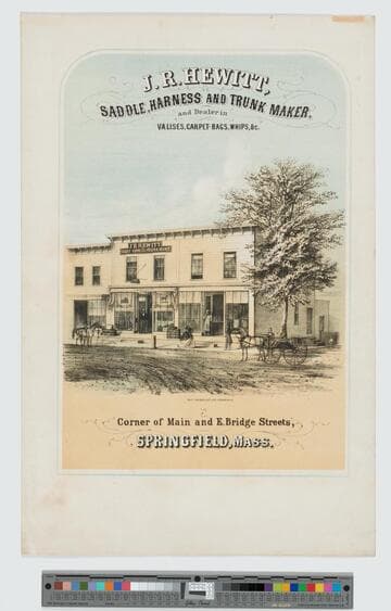 J.R. Hewitt, saddle, harness and trunk maker, and dealer in valises, carpet-bags, whips, &c