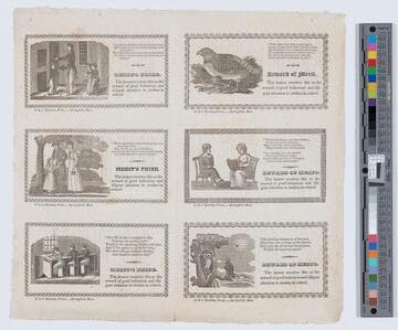 [Sheet of six reward of merit cards]