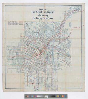 Map of the City of Los Angeles showing railway system. June 1st, 1905