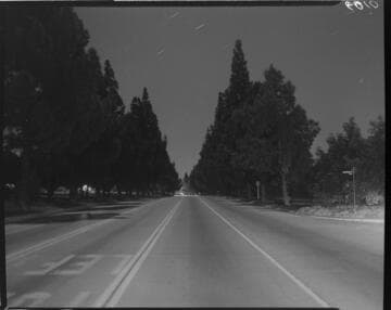 Street lighting in a residential area during the day