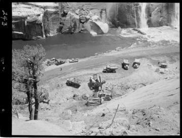 Big Creek - Mammoth Pool - Stripping West abutment from upper haul road