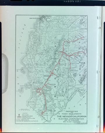 Map showing: Properties and Power Developments of the Nevada-