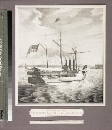 Steam packet Chancellor Livingston (- entering the harbour of Newport.)