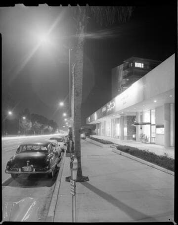 Street lighting near the Beverly Hilton Hotel