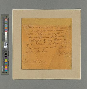 Abraham Lincoln note requesting work for Gustave A. Balzer