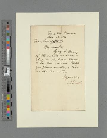 Abraham Lincoln, Washington, D.C., letter to Caleb B. Smith