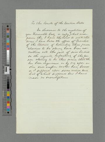 Abraham Lincoln draft of letter to the Senate prepared for Ward Hill Lamon