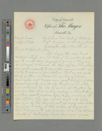 Stephen G. Burbridge, Lexington, Kentucky, letter to Abraham Lincoln