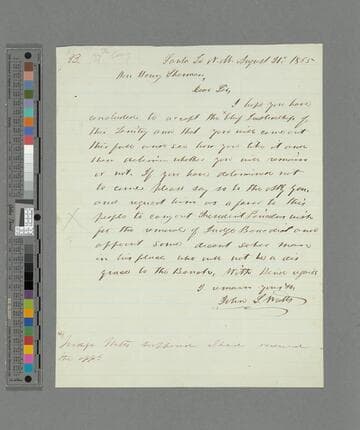 John S. Watts, Santa Fe, New Mexico, letter to Henry Sherman