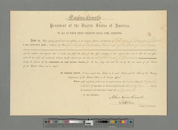 Abraham Lincoln, Washington, D.C., appointment of Thomas Emerson as Collector of Taxes, Wisconsin