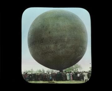 Crowd watches the "American" being inflated at Tournament Park, Pasadena
