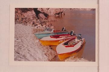 Boats of the Harris-Brennan party moored at Bright Angel Creek