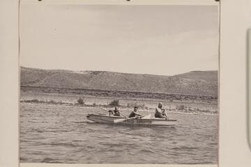 Crew of "Mexican Hat II" at end of Snake River run:  Dodge, Frost and Ferris Dodge