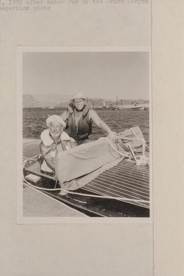 Dock Marston and Bill Belknap after motor run of the Grand Canyon; Boulder City