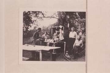 Nevills party at the cave above Rainbow Bridge:  Nevills, Edna P. Heringer and Mr. and Mrs. Trask.  Pres Walker was also a member of the party