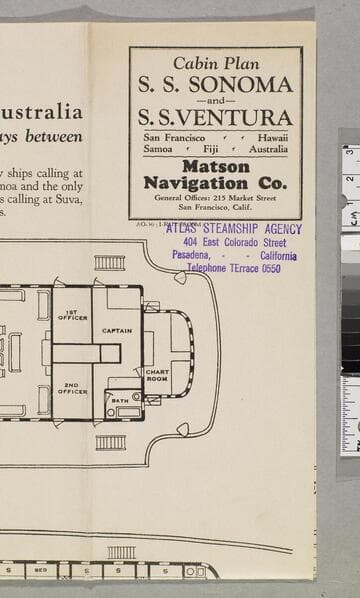 Cabin plan : S. S. Sonoma and S. S. Ventura