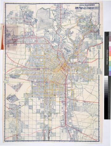 Official transportation and city map of Los Angeles, California and suburbs