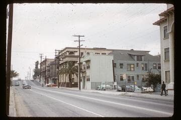1st Street looking east from Flower Street