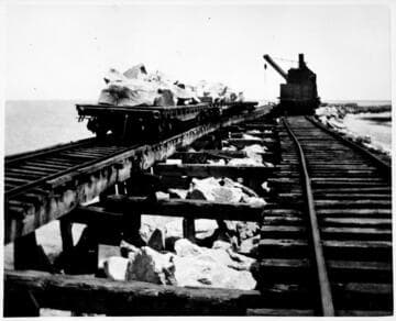 Construction of breakwater, San Pedro
