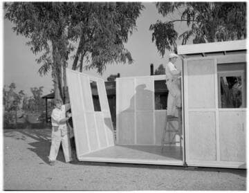 Constructing a portable home, Los Angeles(?). 1942