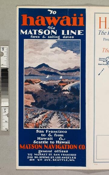 To Hawaii via Matson Line fares & sailing dates