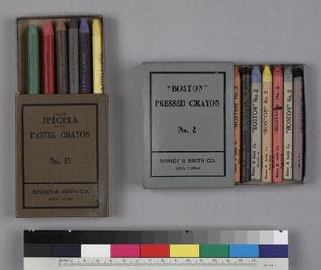 Four boxed sets of crayons manufactured by Binney & Smith Company
