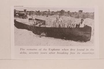 The remains of the "Explorer" when first found in the delta, seventy years after breaking free its moorings