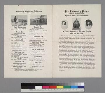 The University Prints Special 1917 Announcement: A New System of Picture Study for the Grades