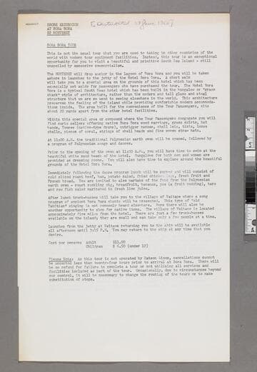 List of shore excursions