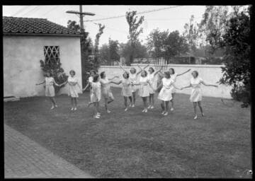 Girls dancing, Polytechnic Elementary School, 1030 East California, Pasadena. June 1939