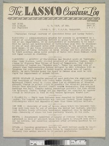 The LASSCO coastwise log... S.S. Yale at sea